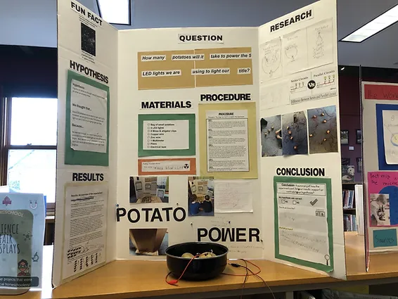 Science fair display poster on potato power