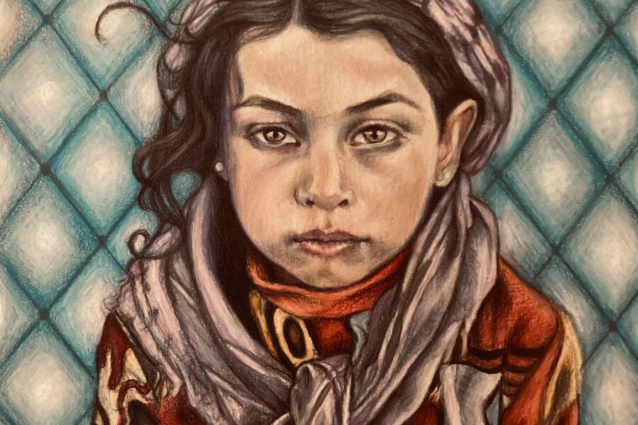 Portrait of a girl with a straight face.
