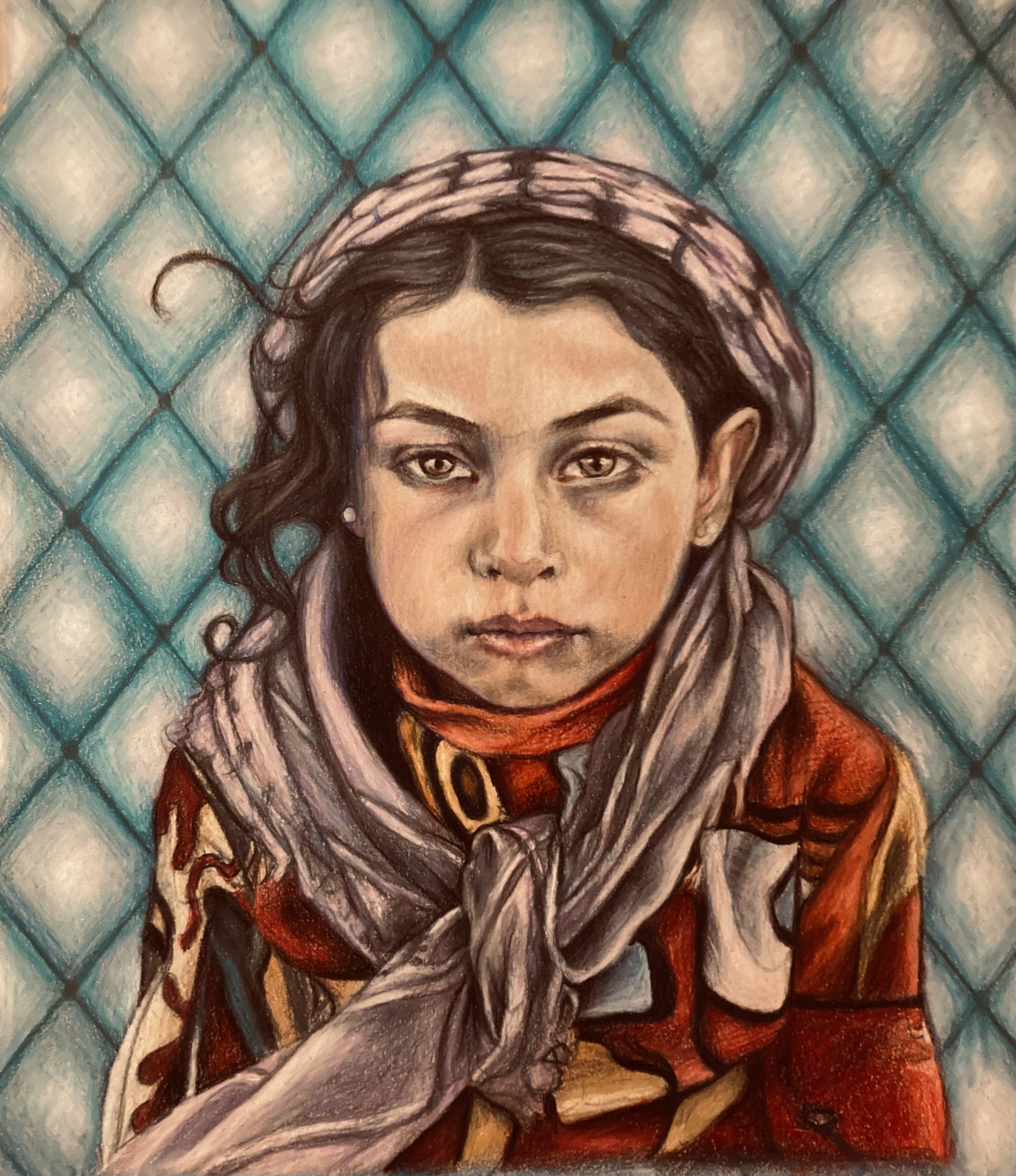Portrait of a girl with a straight face.