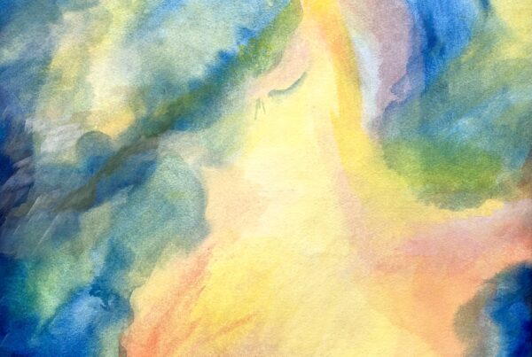 Abstract painting of warm color hue.s