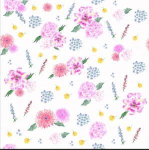 Flowers in pastel hues.