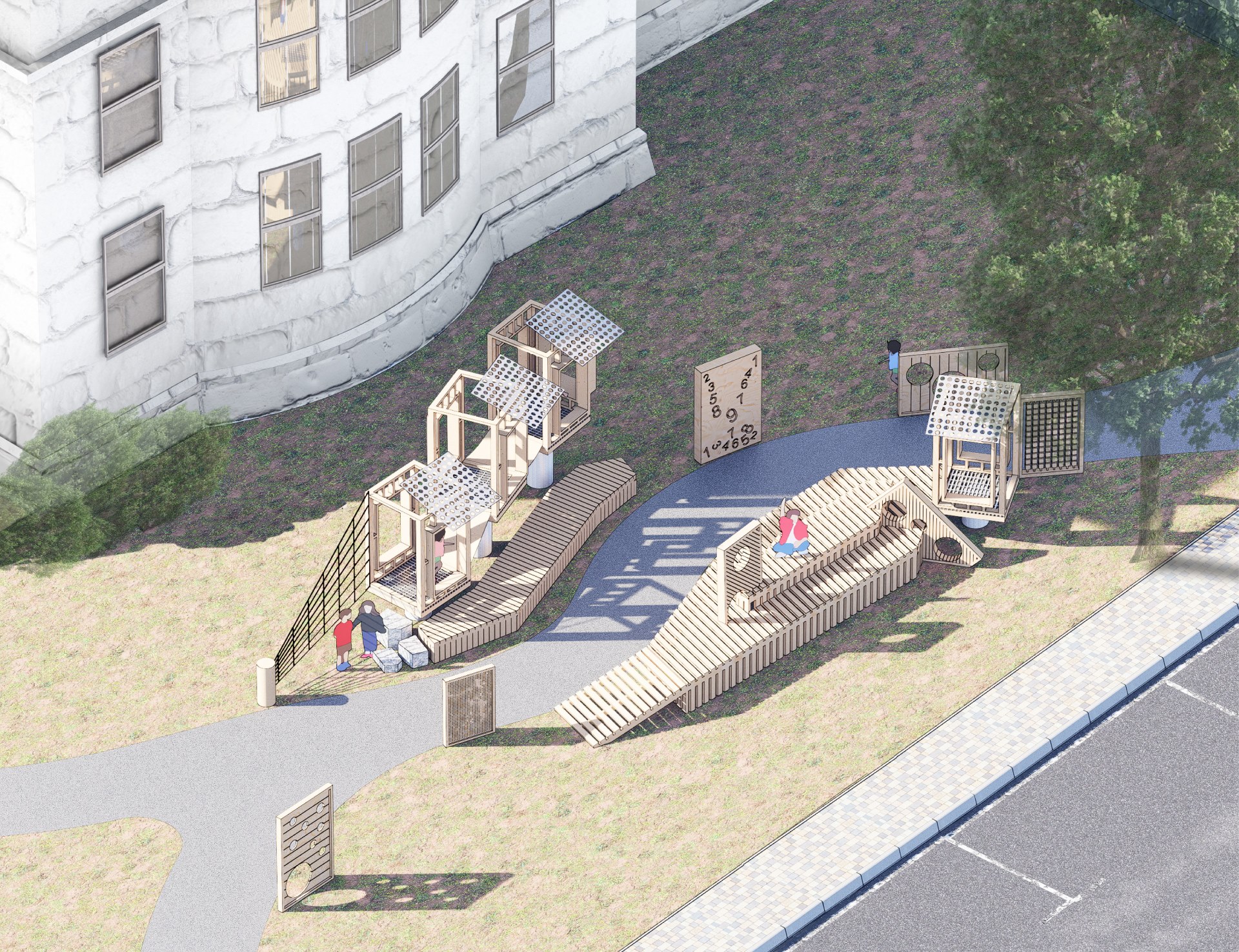 Rendering of the final design for the play structure