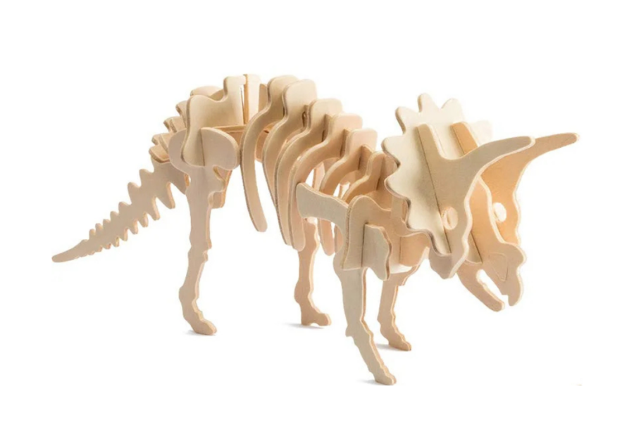 wooden dinosaur skeleton